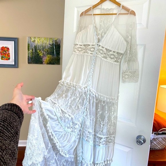 Dresses & Skirts - Beach | Partially Sheer Boho Maxi Dress